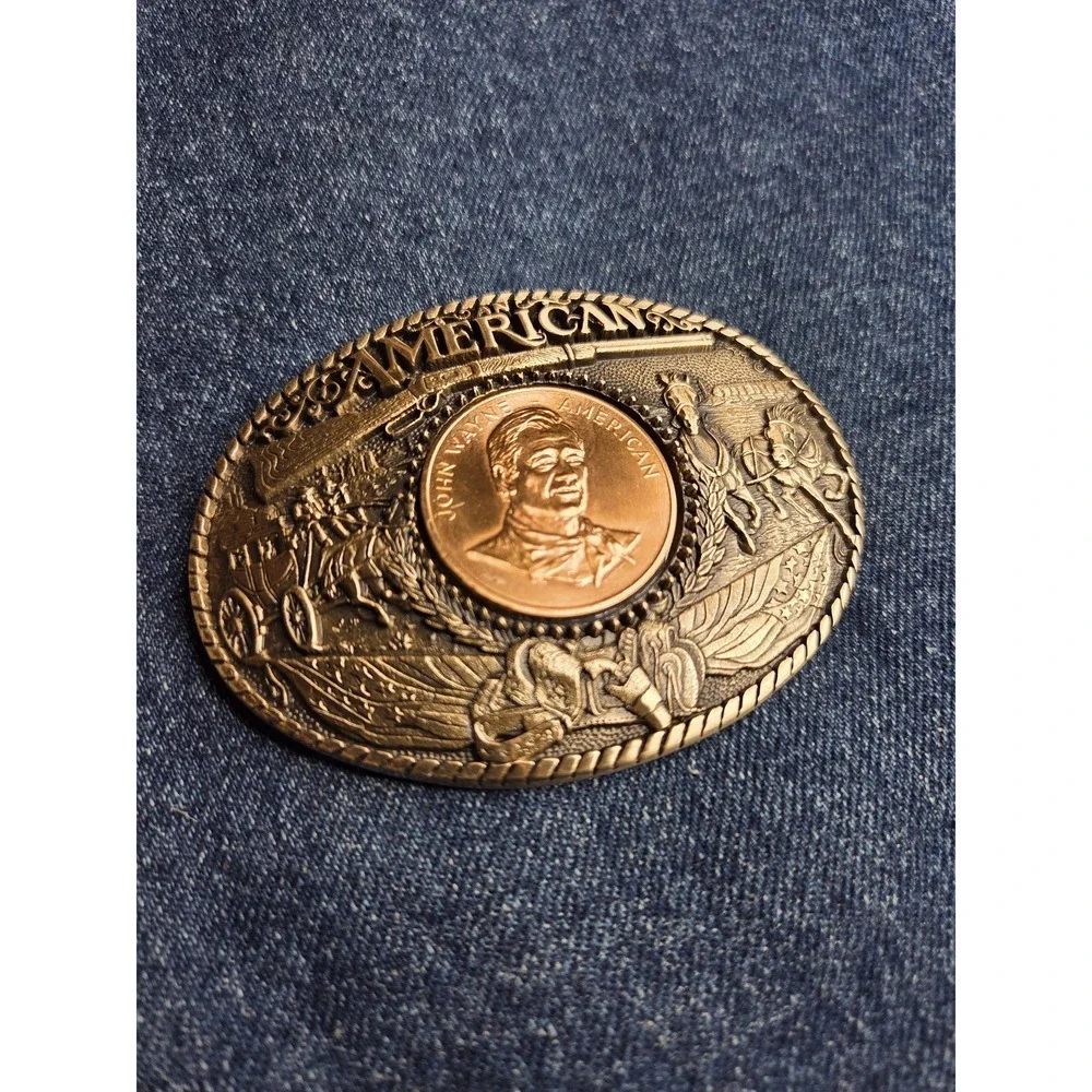 Vintage John Wayne American Coin Solid Brass Belt Buckle - Brand New